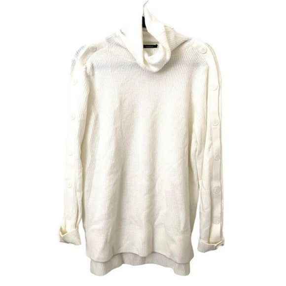 HALOGEN Cowlneck Sweater with Button Sleeves - Picture 2 of 5